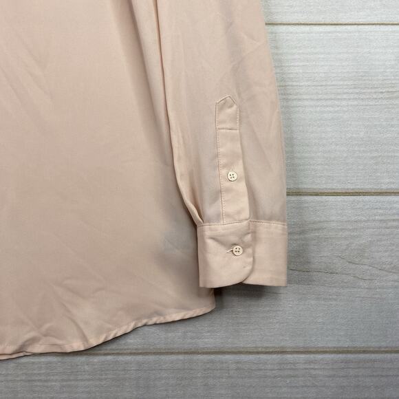 Who What Wear Womens Blouse Sz L Peachy Pink Button Up Flowy Long Sleeve Career - Picture 2 of 10